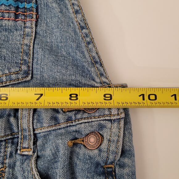 Levi’s Signature Baby Overalls 18M Butterfly Embroidered Denim Shorts Girl Cute - Picture 6 of 8